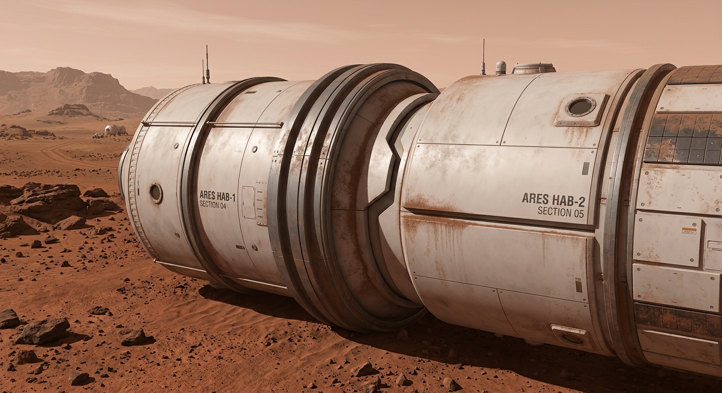 Future Mars base shelter concept on the Martian surface